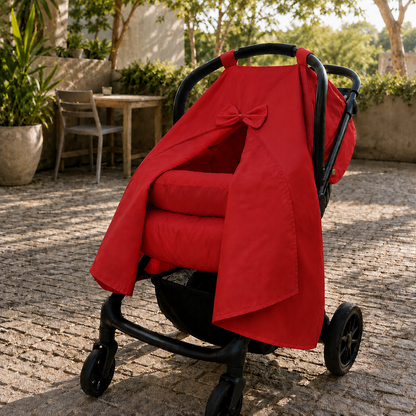 Kit para Bebê Conforto 4 Peças Dupla Face com Capota Tenda Vermelho