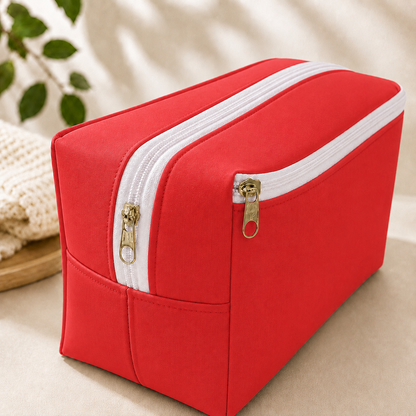 Necessaire Porta Fraldas e Lenço Umedecido 3 Compartimentos Vermelho