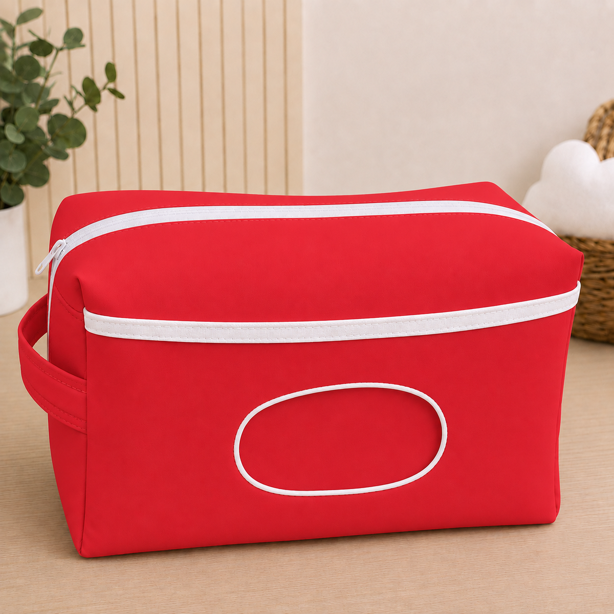 Necessaire Porta Fraldas e Lenço Umedecido 3 Compartimentos Vermelho