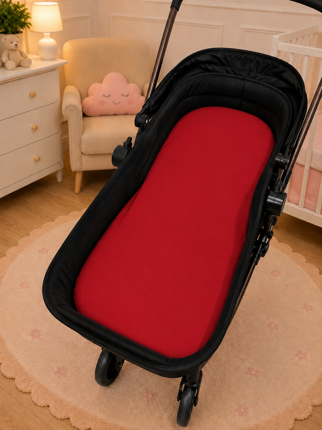 Colchão para Carrinho Moisés Premium 5cm Vermelho