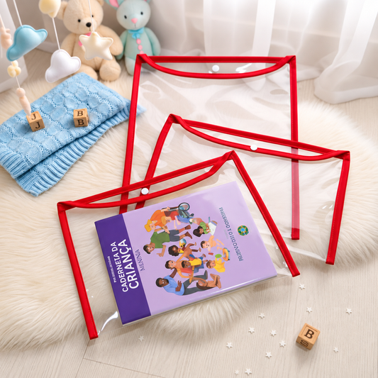 Kit com 3 Capas Organizadoras para Certidão e Documentos Vermelho