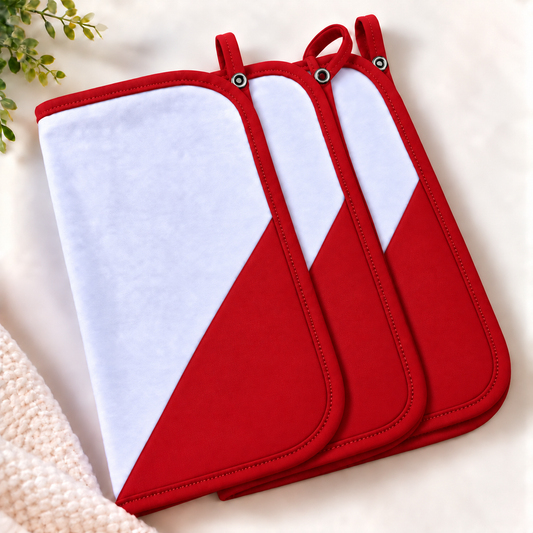 Toalha de Boca Malha Dupla Penteada Premium Vermelho | Kit com 3 Unidades