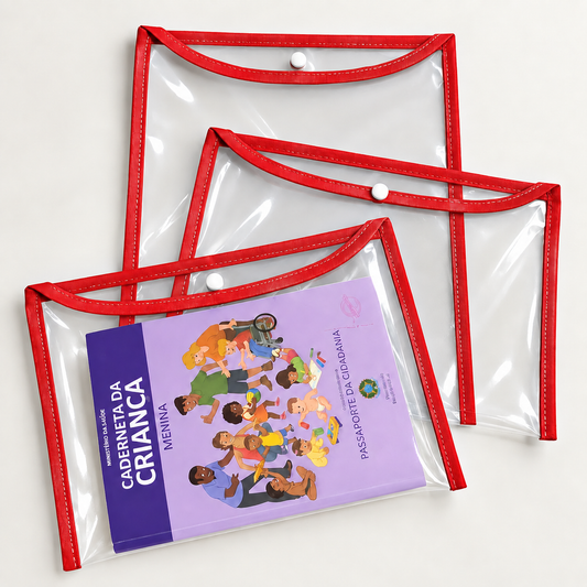 Kit com 3 Capas Organizadoras para Certidão e Documentos Vermelho