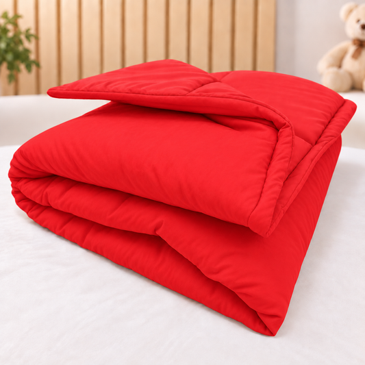 Edredom Estampado Dupla Face para Mini Berço Vermelho