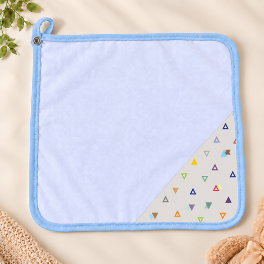 Toalha de Boca Malha Dupla Penteada Premium Vitória Cinza c/ Azul Bebê | Kit com 3 Unidades
