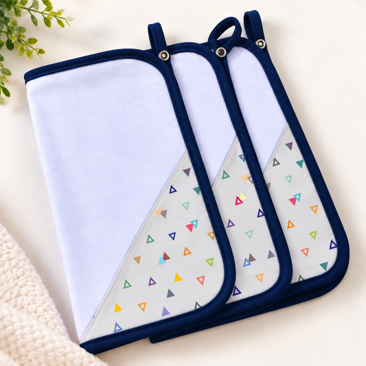 Toalha de Boca Malha Dupla Penteada Premium Vitória Cinza c/ Azul Marinho | Kit com 3 Unidades