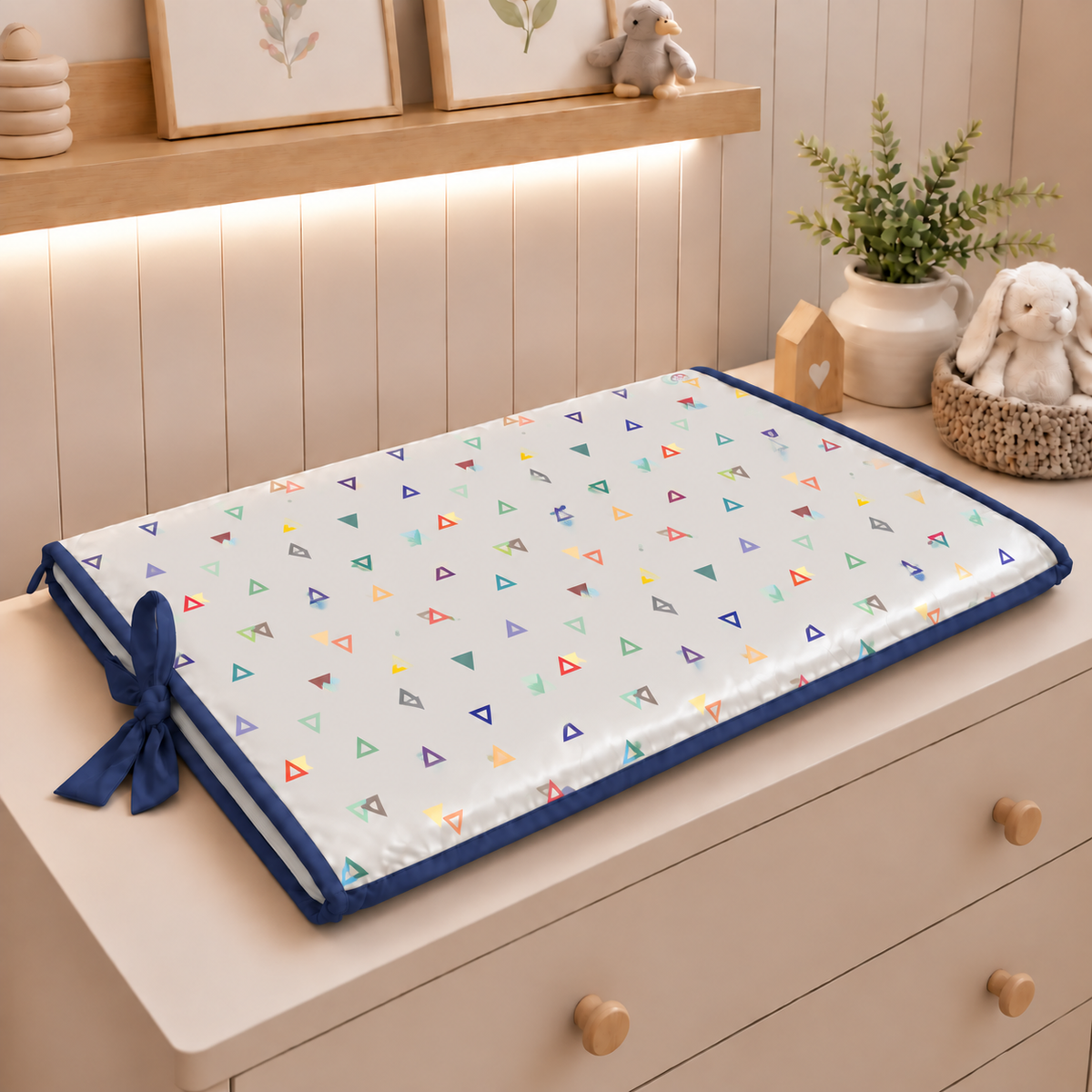 Trocador de Cômoda 70x45x3cm Vitória Cinza c/ Azul Marinho