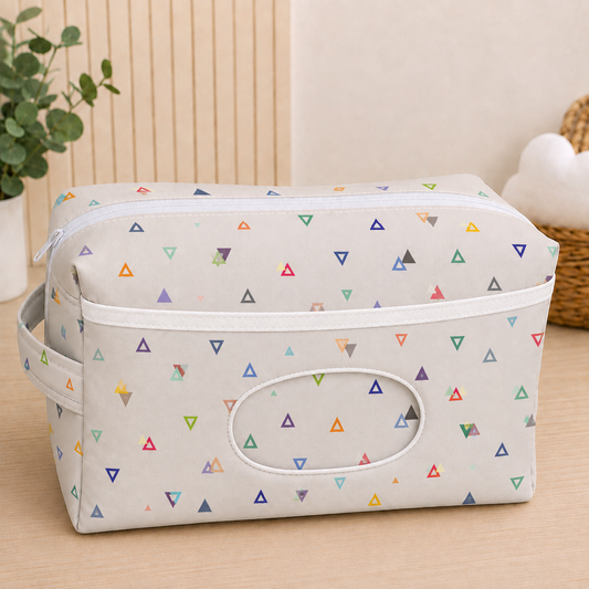 Necessaire Porta Fraldas e Lenço Umedecido 3 Compartimentos Vitória Cinza