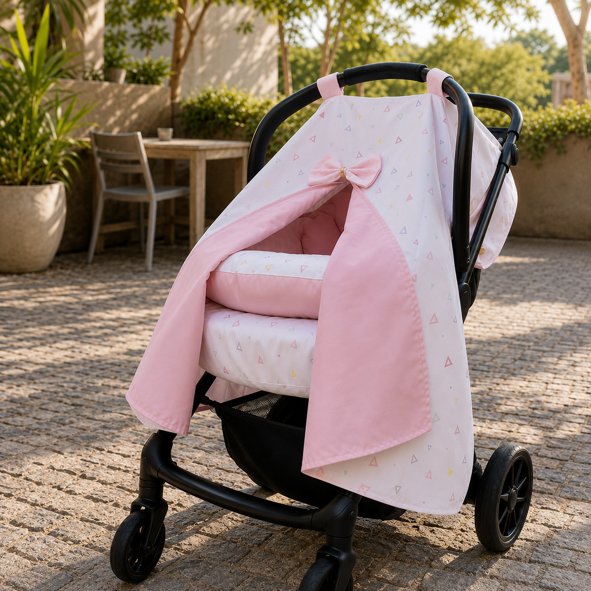 Capota para Bebê Conforto Tenda Dupla Face Vitória Rosa Verso Rosa