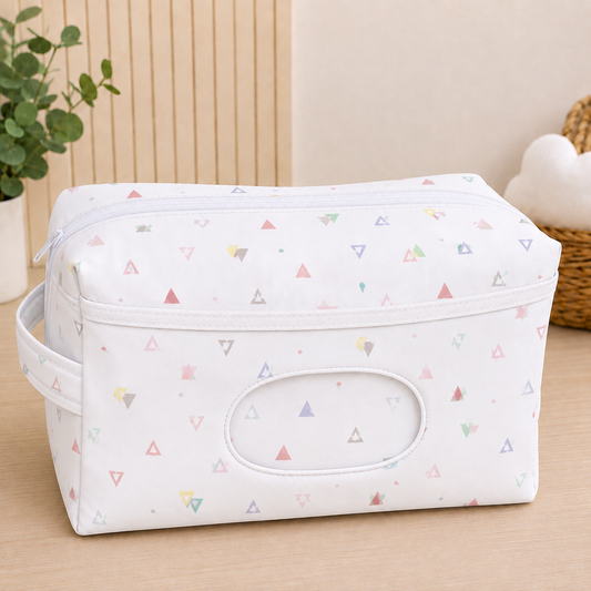 Necessaire Porta Fraldas e Lenço Umedecido 3 Compartimentos Vitória Rosa