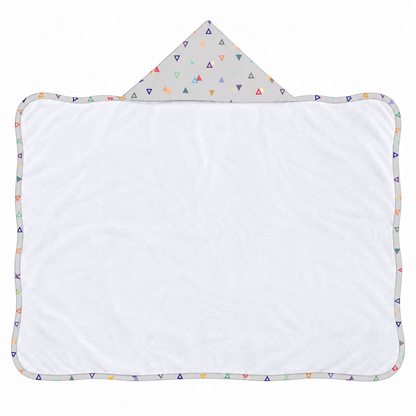 Toalha de Banho com Capuz Forrada Plush Atoalhado Premium 1M x 70cm Vitória Cinza c/ Azul Marinho