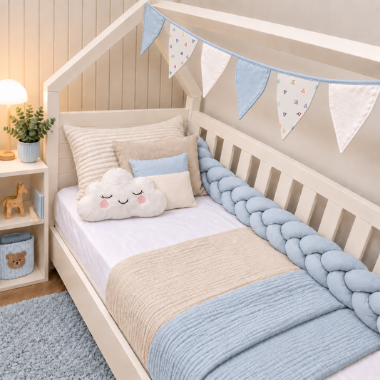 Bandeirinhas Decorativas 2,10m Vitória Cinza c/ Azul Bebê