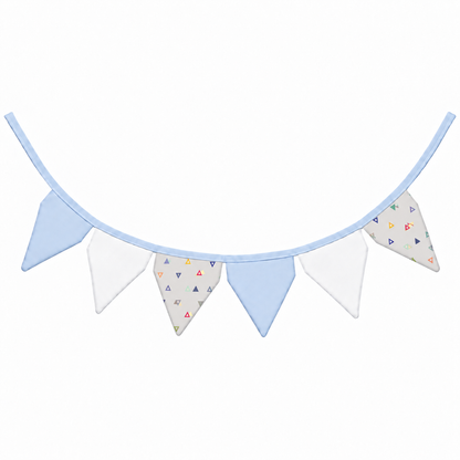Bandeirinhas Decorativas 2,10m Vitória Cinza c/ Azul Bebê