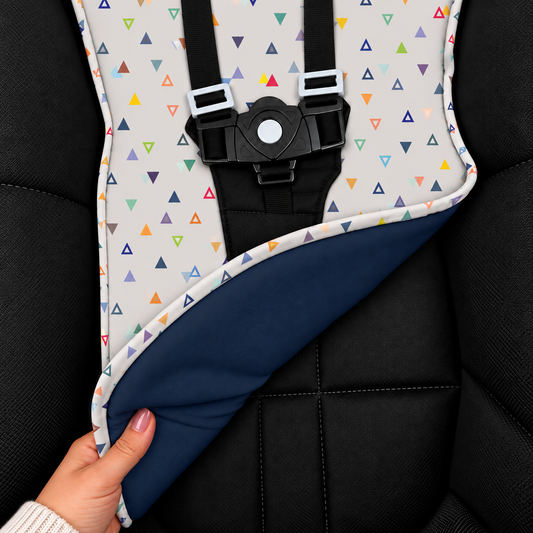Capa para Carrinho de Bebê Universal Vitória Cinza c/ Azul Marinho