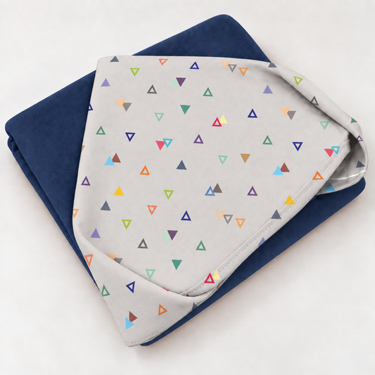 Toalha de Banho com Capuz Forrada Plush Atoalhado Premium 1M x 70cm Vitória Cinza c/ Azul Marinho
