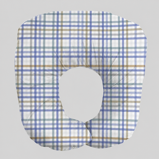 Fronha para Almofada de Amamentação Comfort Plus Xadrez Azul