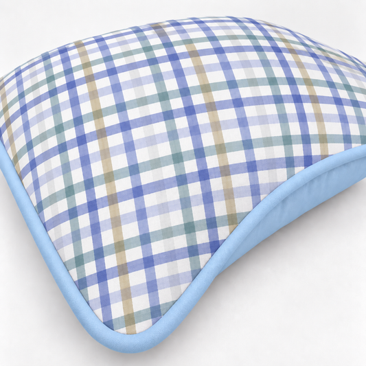 Almofada Decorativa 30cm x 30cm Xadrez Azul c/ Azul Bebê