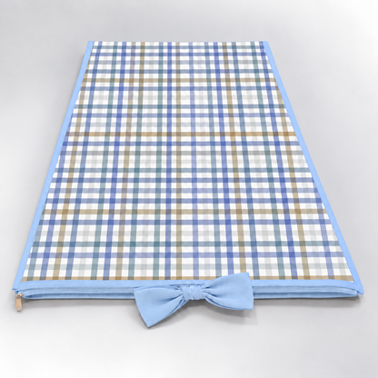 Trocador de Cômoda 70x45x3cm Xadrez Azul c/ Azul Bebê