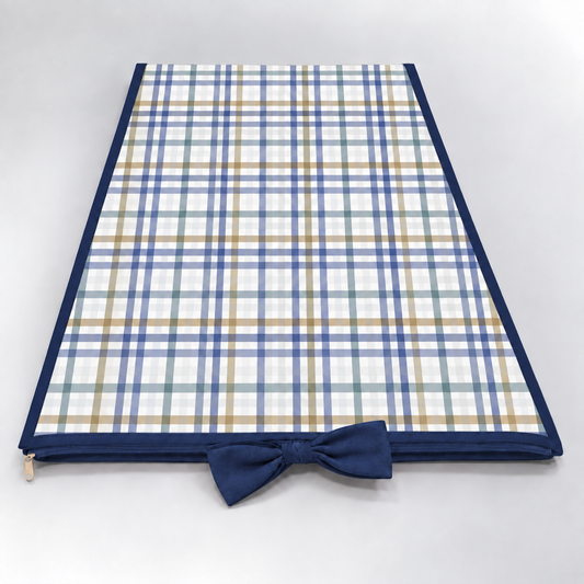 Trocador de Cômoda 70x45x3cm Xadrez Azul c/ Azul Marinho