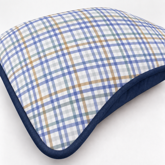 Almofada Decorativa 30cm x 30cm Xadrez Azul c/ Azul Marinho