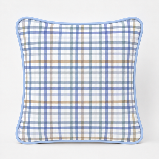 Almofada Decorativa 30cm x 30cm Xadrez Azul c/ Azul Bebê