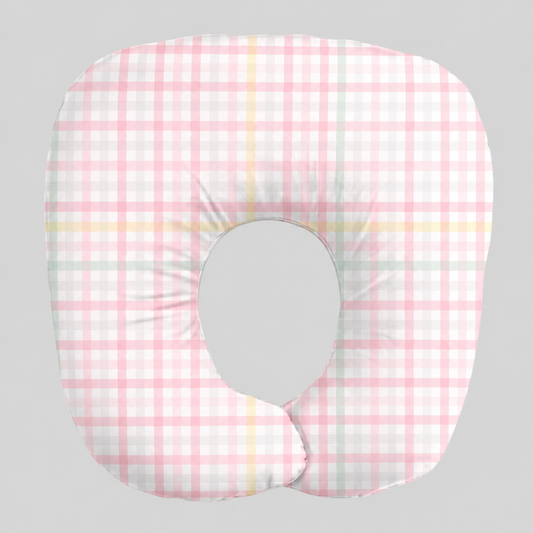Fronha para Almofada de Amamentação Comfort Plus Xadrez Rosa