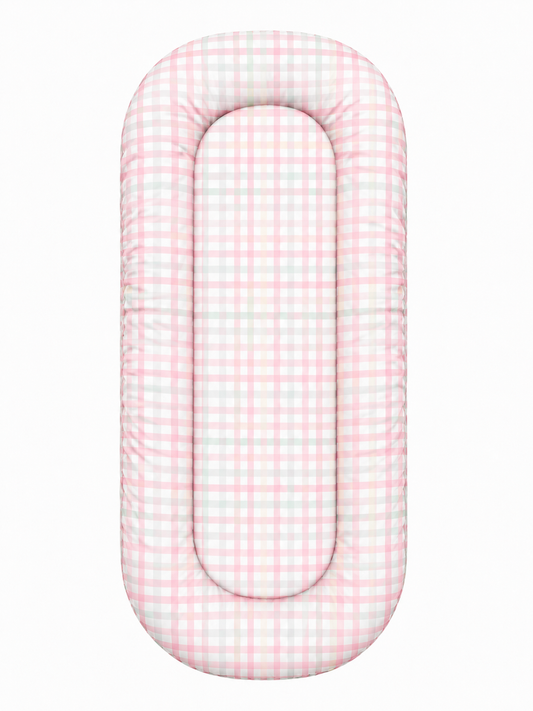 Fronha para Ninho Casulinho Premium para Carrinho Moisés Universal Xadrez Rosa
