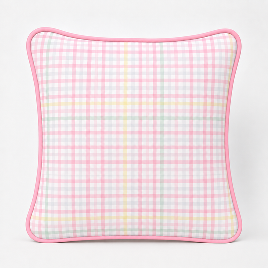 Almofada Decorativa 30cm x 30cm Xadrez Rosa