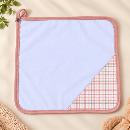 Toalha de Boca Malha Dupla Penteada Premium Xadrez Rose | Kit com 3 Unidades