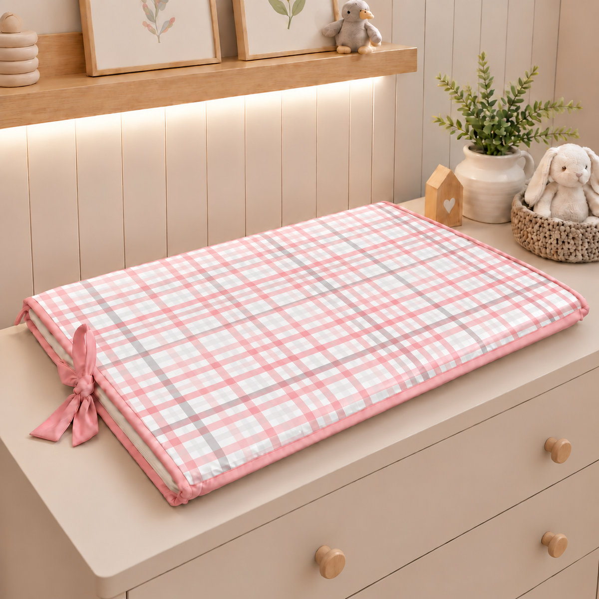 Trocador de Cômoda 70x45x3cm Xadrez Rose
