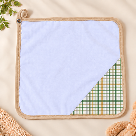 Toalha de Boca Malha Dupla Penteada Premium Xadrez Verde c/ Bege | Kit com 3 Unidades