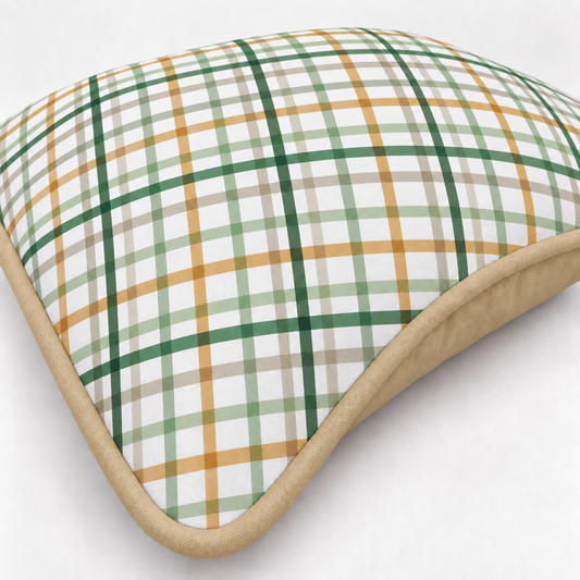 Almofada Decorativa 30cm x 30cm Xadrez Verde c/ Bege