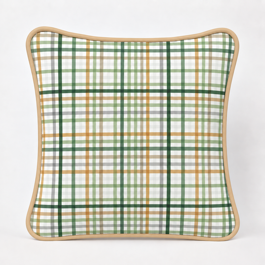 Almofada Decorativa 30cm x 30cm Xadrez Verde c/ Bege