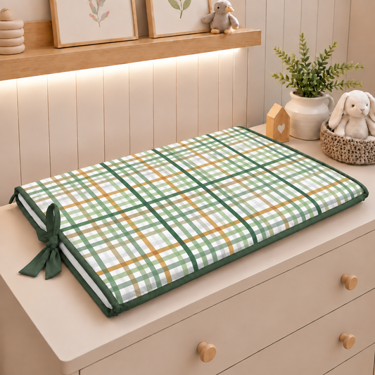 Trocador de Cômoda 70x45x3cm Xadrez Verde c/ Verde Escuro