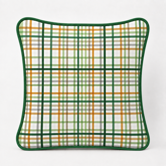 Almofada Decorativa 30cm x 30cm Xadrez Verde c/ Verde Escuro