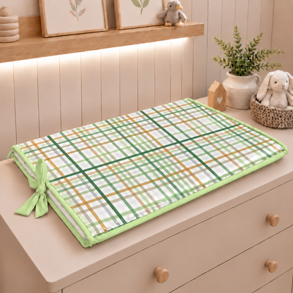 Trocador de Cômoda 70x45x3cm Xadrez Verde c/ Verde Claro