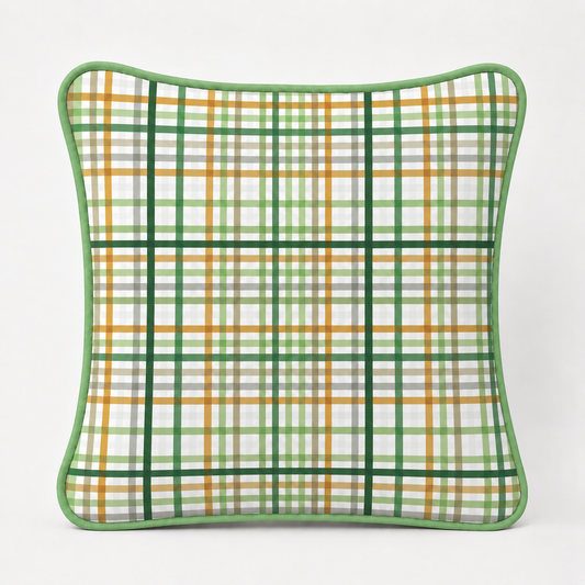Almofada Decorativa 30cm x 30cm Xadrez Verde c/ Verde Menta