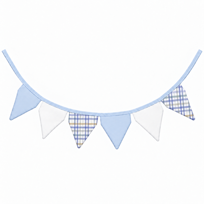 Bandeirinhas Decorativas 1,50m Xadrez Azul c/ Azul Bebê