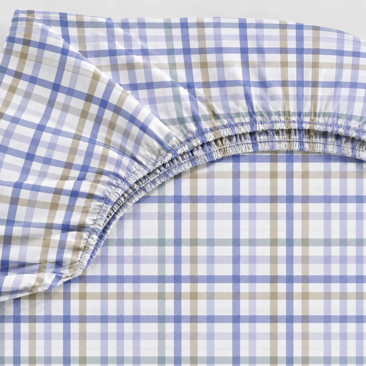 Lençol Estampado para Mini Berço 100% Algodão Xadrez Azul