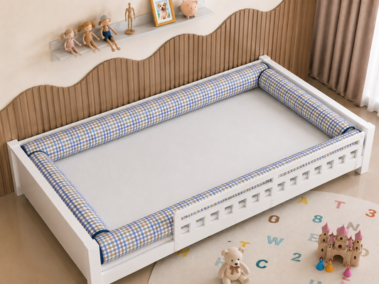 Kit Rolinhos 4 Peças para Cama Casal Xadrez Azul