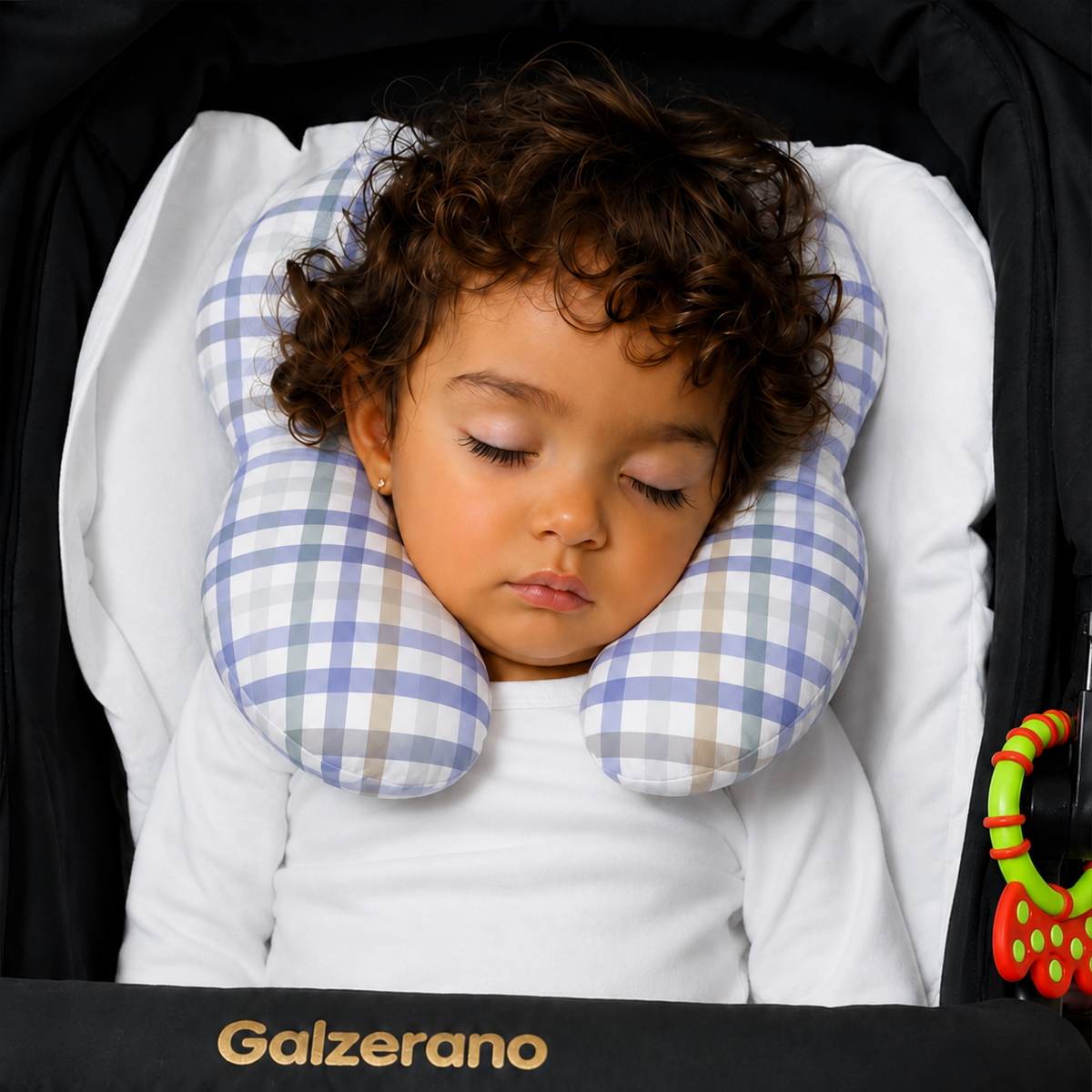 Protetor de Pescoço para Bebê Xadrez Azul