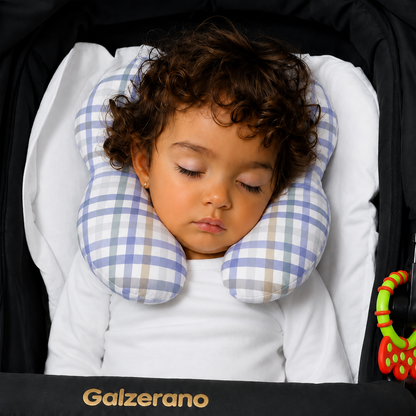 Protetor de Pescoço para Bebê Xadrez Azul