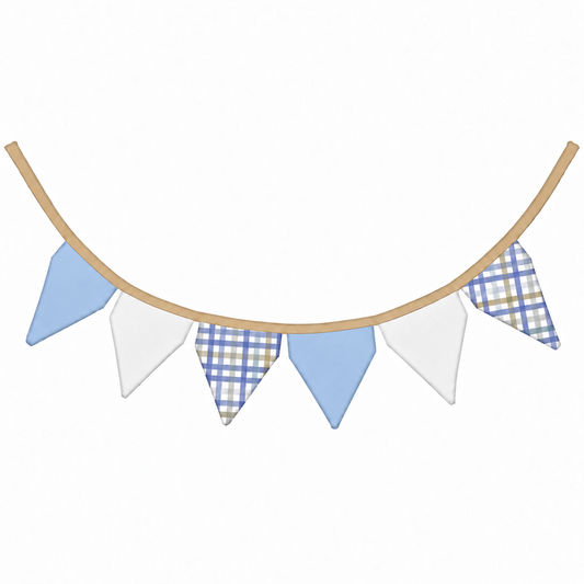 Bandeirinhas Decorativas 1,50m Xadrez Azul c/ Bege