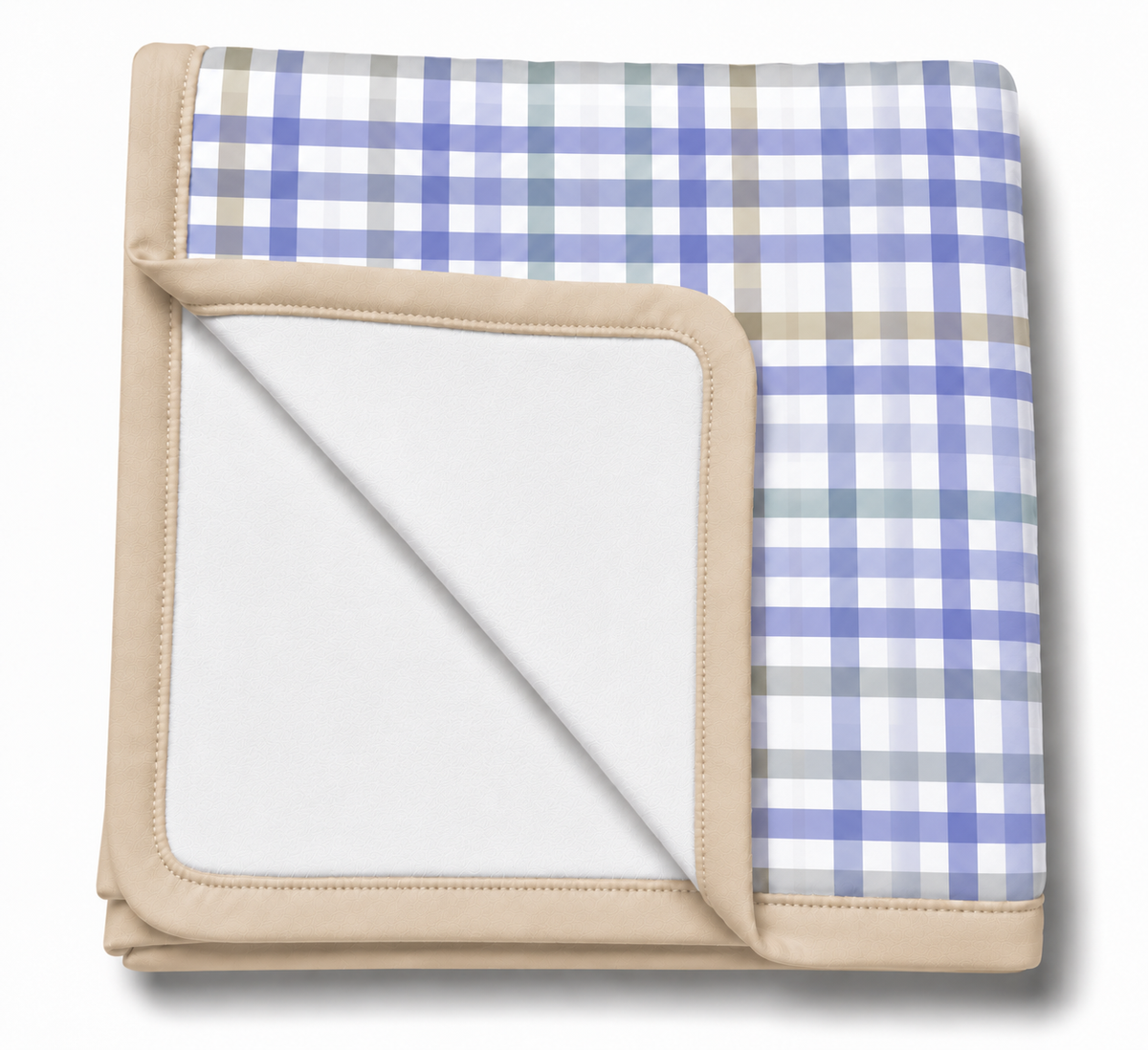 Manta Flanelada Soft Premium Dupla 90 x 70 cm Xadrez Azul c/ Bege