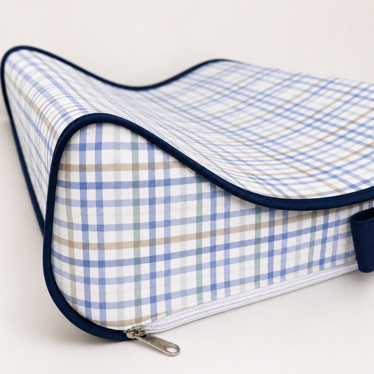 Trocador de Cômoda Americano Xadrez Azul c/ Marinho