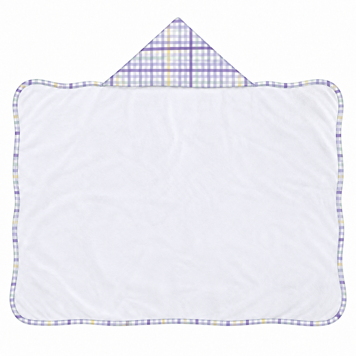 Toalha de Banho com Capuz Forrada Plush Atoalhado Premium 1M x 70cm Xadrez Lilás