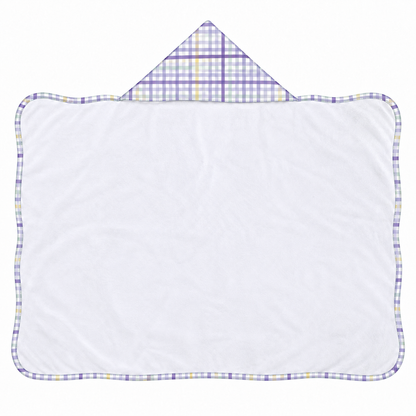 Toalha de Banho com Capuz Forrada Plush Atoalhado Premium 1M x 70cm Xadrez Lilás