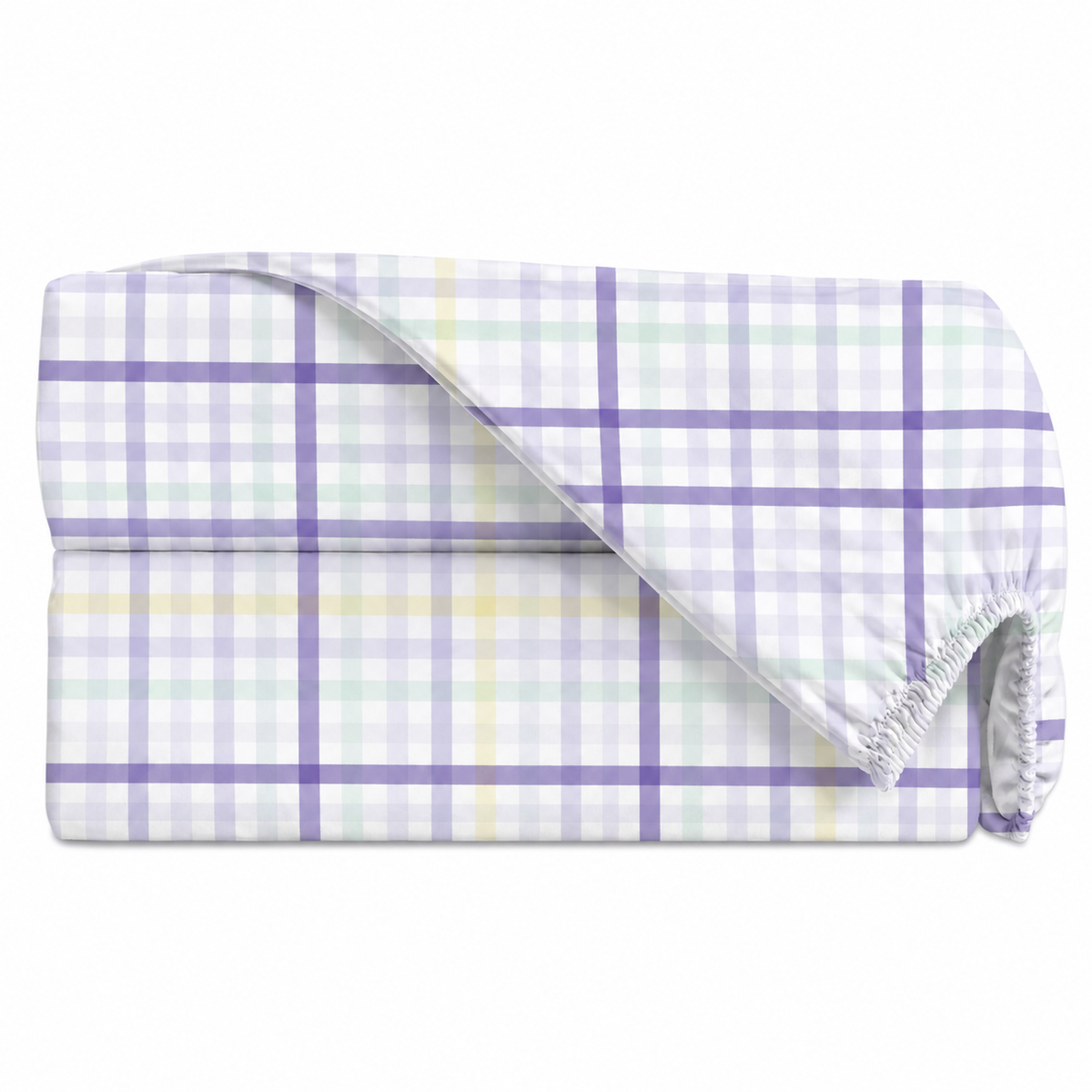 Lençol Estampado para Berço 100% Algodão Xadrez Lilás
