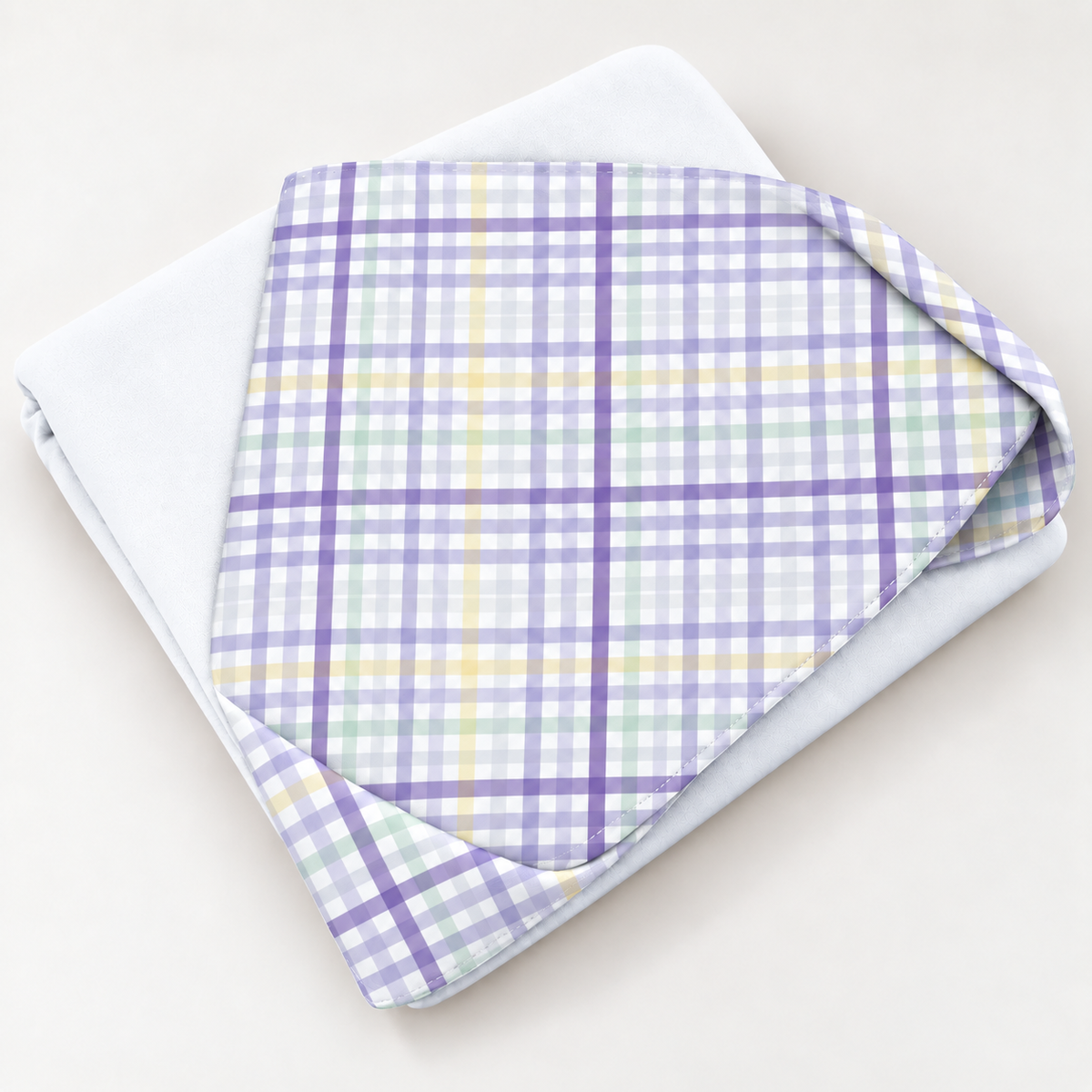 Toalha de Banho com Capuz Forrada Plush Atoalhado Premium 1M x 70cm Xadrez Lilás