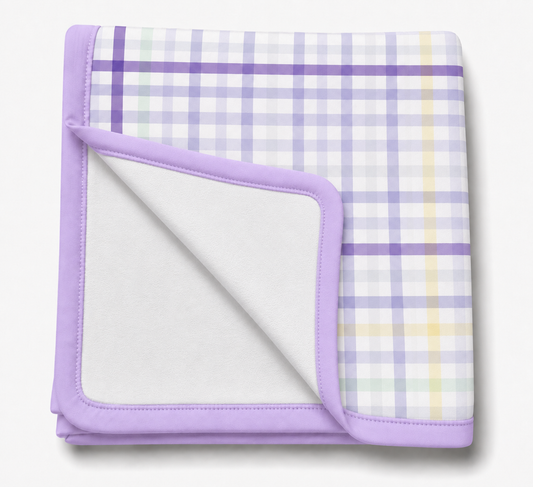 Manta Flanelada Soft Premium Dupla 90 x 70 cm Xadrez Lilás